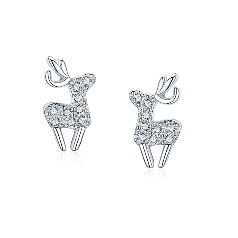 925 Sterling Silver Christmas Zircon Reindeer Stud  Earring 40200649 925 Sterling Silver Christmas Zircon Reindeer Stud  Earring 40200649