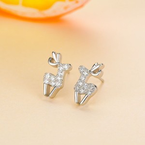 925 Sterling Silver Christmas Zircon Reindeer Stud  Earring 40200649 925 Sterling Silver Christmas Zircon Reindeer Stud  Earring 40200649