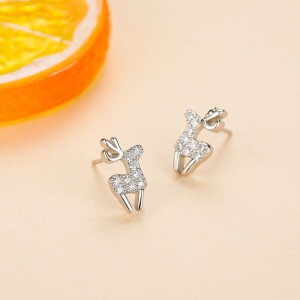 925 Sterling Silver Christmas Zircon Reindeer Stud  Earring 40200649 925 Sterling Silver Christmas Zircon Reindeer Stud  Earring 40200649