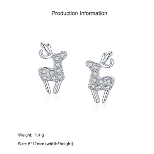925 Sterling Silver Christmas Zircon Reindeer Stud  Earring 40200649 925 Sterling Silver Christmas Zircon Reindeer Stud  Earring 40200649