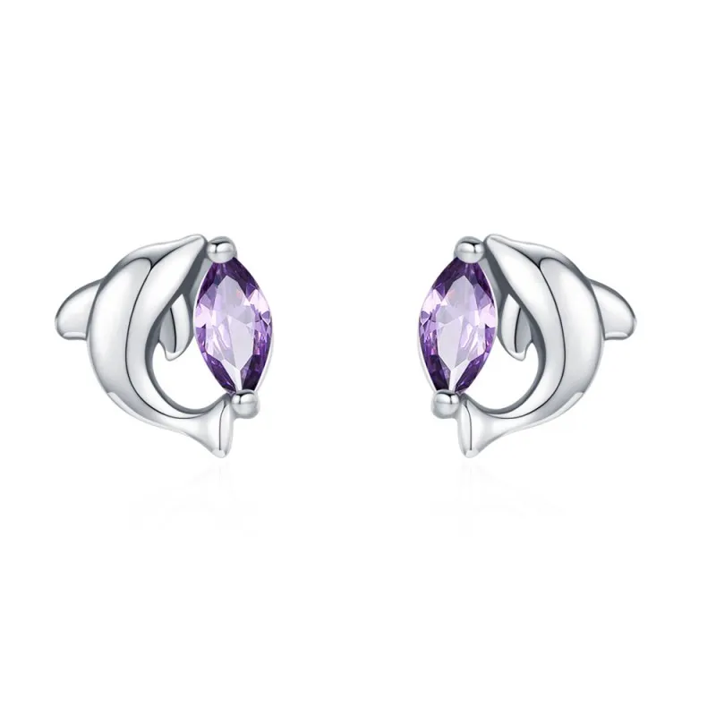 925 Sterling Silver Dolphin Stud Earring 40200655
