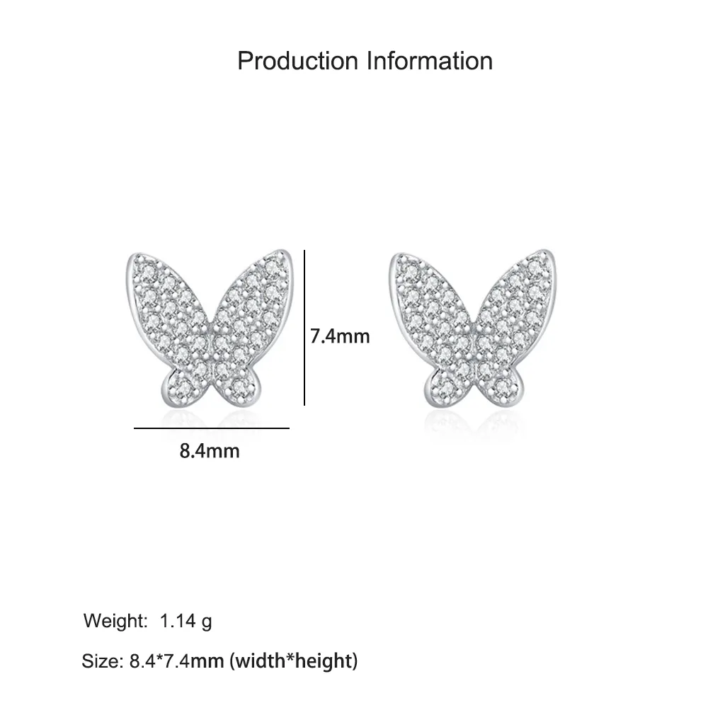 925 Sterling Silver Zircon Butterfly Stud Earring 40200656 - image2