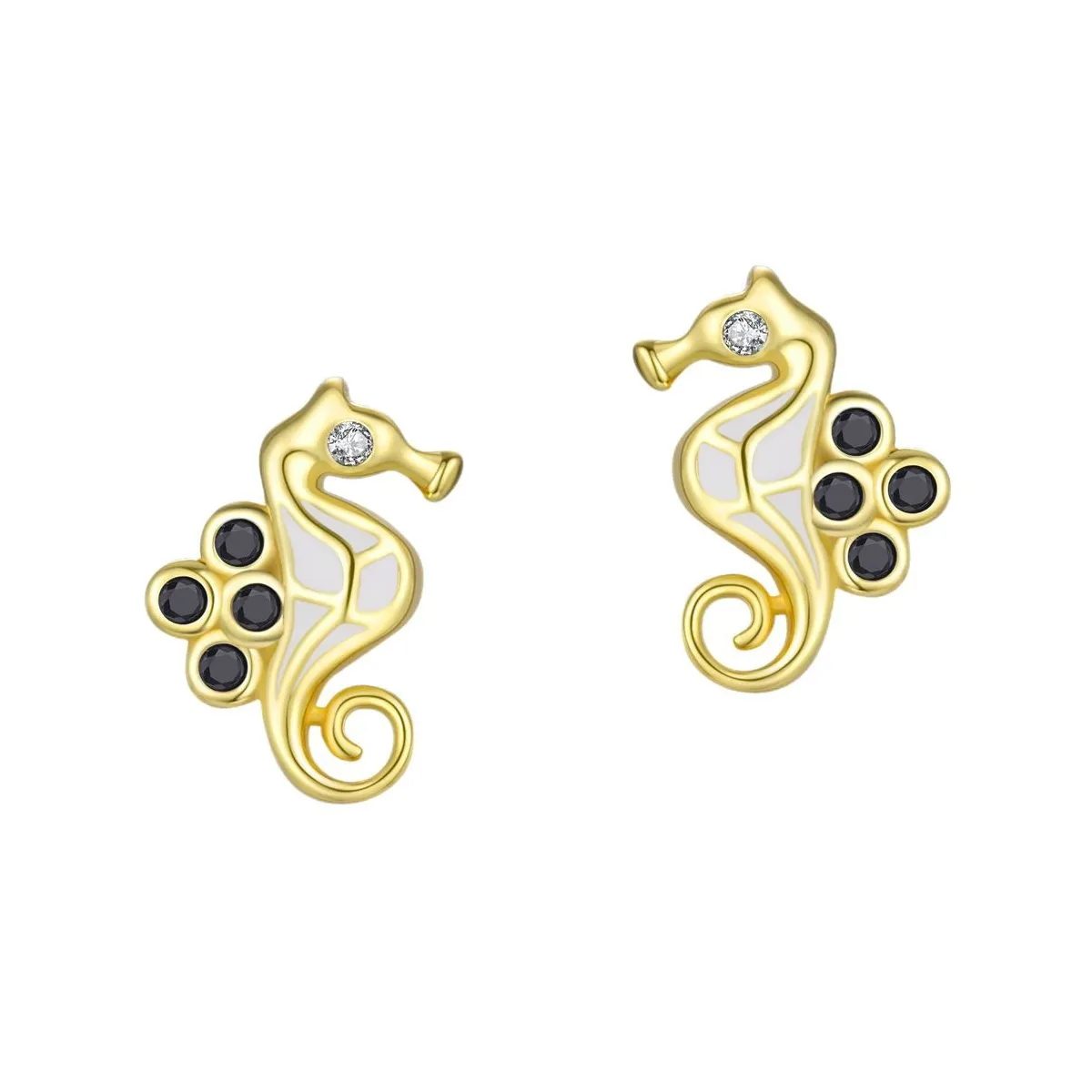 925 Sterling Silver Zircon Seahorse Stud Earring 40200657 925 Sterling Silver Zircon Seahorse Stud Earring 40200657