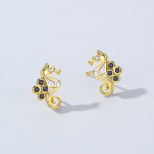 925 Sterling Silver Zircon Seahorse Stud Earring 40200657 925 Sterling Silver Zircon Seahorse Stud Earring 40200657