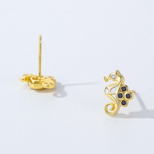 925 Sterling Silver Zircon Seahorse Stud Earring 40200657 925 Sterling Silver Zircon Seahorse Stud Earring 40200657