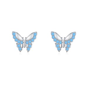 925 Sterling Silver Blue Zircon Butterfly Earring 40200659 925 Sterling Silver Blue Zircon Butterfly Earring 40200659