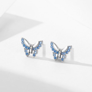 925 Sterling Silver Blue Zircon Butterfly Earring 40200659 925 Sterling Silver Blue Zircon Butterfly Earring 40200659