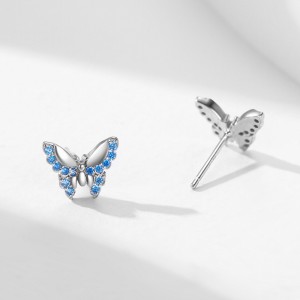 925 Sterling Silver Blue Zircon Butterfly Earring 40200659 925 Sterling Silver Blue Zircon Butterfly Earring 40200659