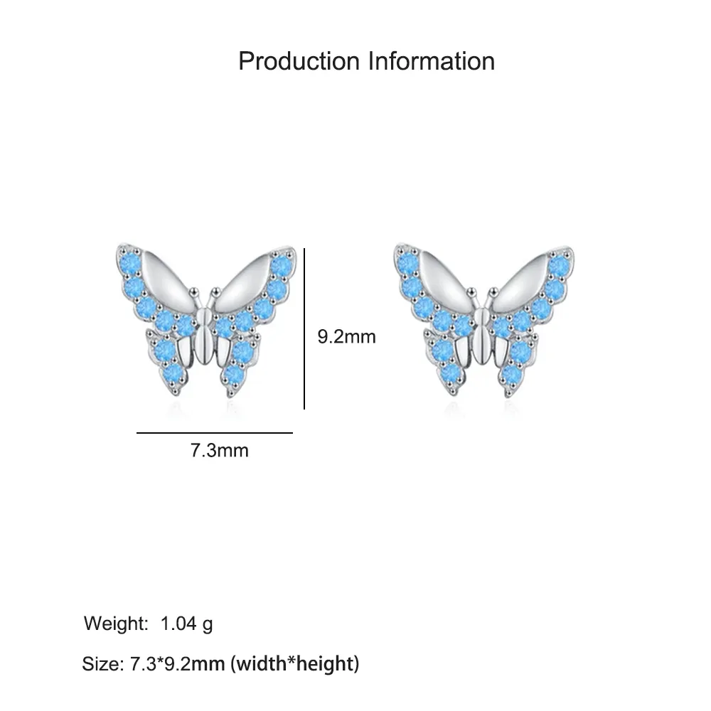 925 Sterling Silver Blue Zircon Butterfly Earring 40200659 - image2