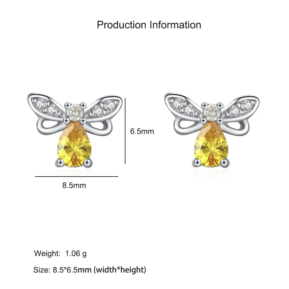 925 Sterling Silver Zircon Bee Stud Earring 40200660 - image2