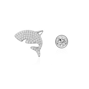 925 Sterling Silver Shark Zircon Stud Earring 40200663 925 Sterling Silver Shark Zircon Stud Earring 40200663