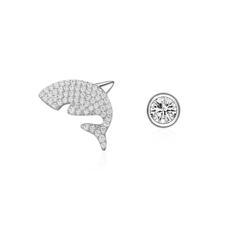 925 Sterling Silver Shark Zircon Stud Earring 40200663 925 Sterling Silver Shark Zircon Stud Earring 40200663