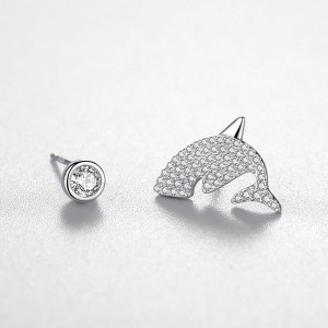 925 Sterling Silver Shark Zircon Stud Earring 40200663 925 Sterling Silver Shark Zircon Stud Earring 40200663