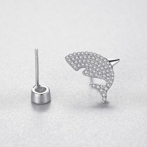 925 Sterling Silver Shark Zircon Stud Earring 40200663 925 Sterling Silver Shark Zircon Stud Earring 40200663