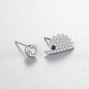 925 Sterling Silver Hedgehog Zircon Stud Earring 40200664 925 Sterling Silver Hedgehog Zircon Stud Earring 40200664