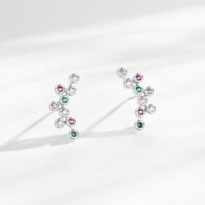 925 Sterling Silver Rainbow Zircon Bubble Stud Earring 40200666 925 Sterling Silver Rainbow Zircon Bubble Stud Earring 40200666
