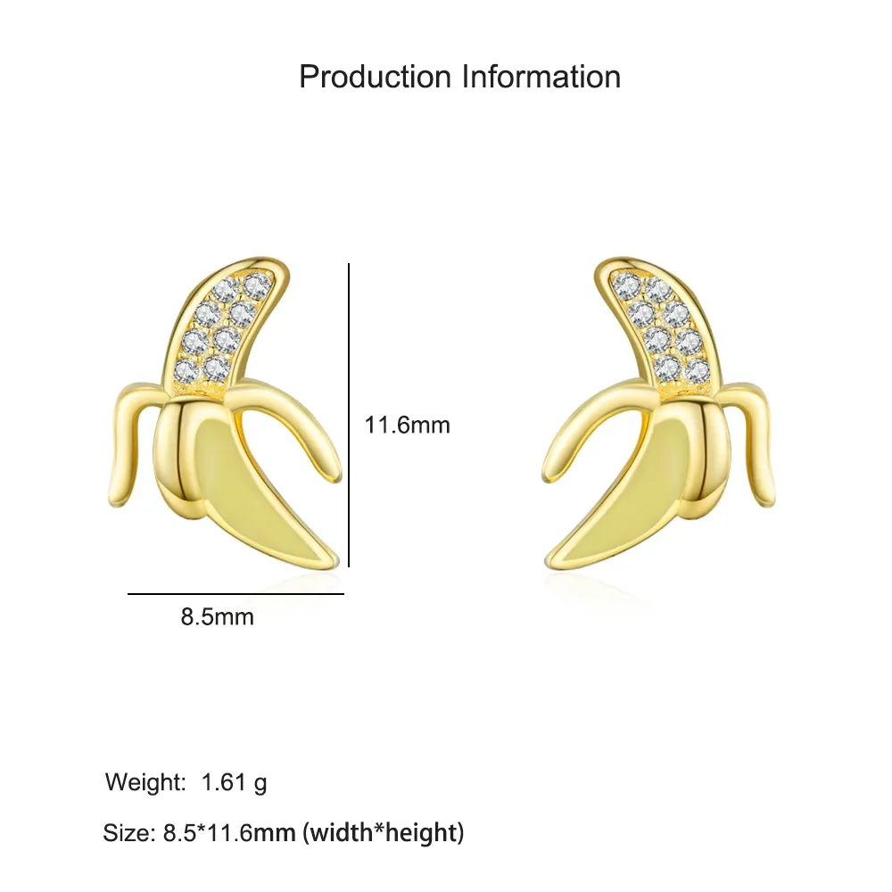 925 Sterling Silver Banana Zircon Stud Earring 40200667 - image2