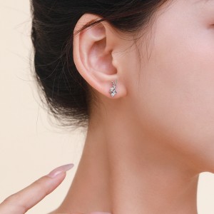 925 Sterling Silver Hockey Stick CZ Stud Earring 40200669