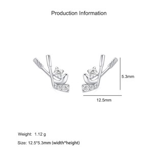 925 Sterling Silver Hockey Stick CZ Stud Earring 40200669