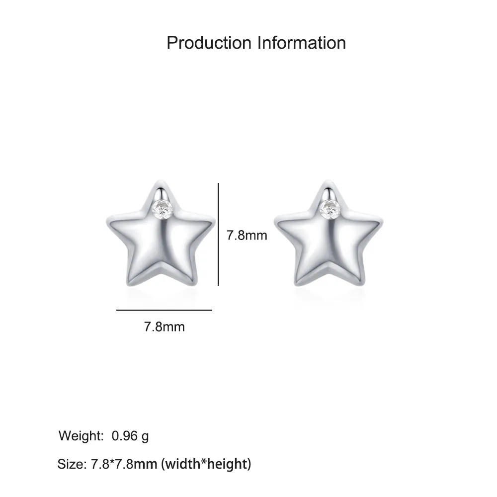 925 Sterling Silver Mini Star CZ Stud Earring 40200670 - image2