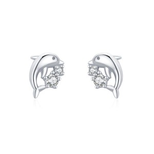 925 Sterling Silver Cute Animal Dolphin Stud Earring 40200671 925 Sterling Silver Cute Animal Dolphin Stud Earring 40200671