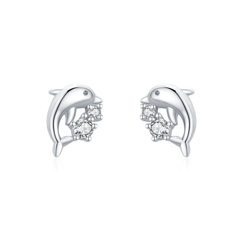 925 Sterling Silver Cute Animal Dolphin Stud Earring 40200671 925 Sterling Silver Cute Animal Dolphin Stud Earring 40200671