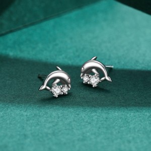 925 Sterling Silver Cute Animal Dolphin Stud Earring 40200671 925 Sterling Silver Cute Animal Dolphin Stud Earring 40200671