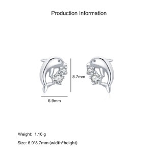 925 Sterling Silver Cute Animal Dolphin Stud Earring 40200671 925 Sterling Silver Cute Animal Dolphin Stud Earring 40200671