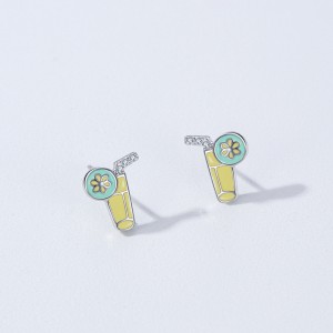 925 Sterling Silver Enamel Lemon Soda Stud Earring 40200672 925 Sterling Silver Enamel Lemon Soda Stud Earring 40200672