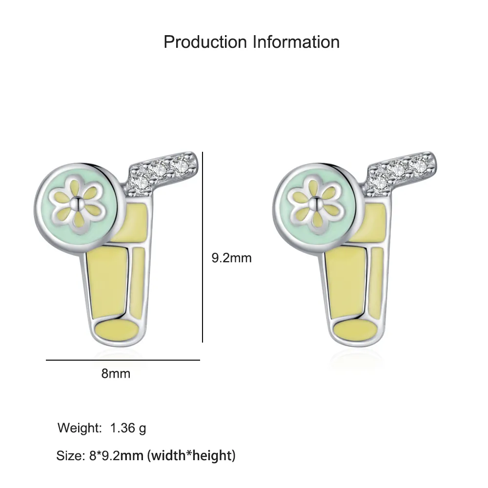 925 Sterling Silver Enamel Lemon Soda Stud Earring 40200672 - image2