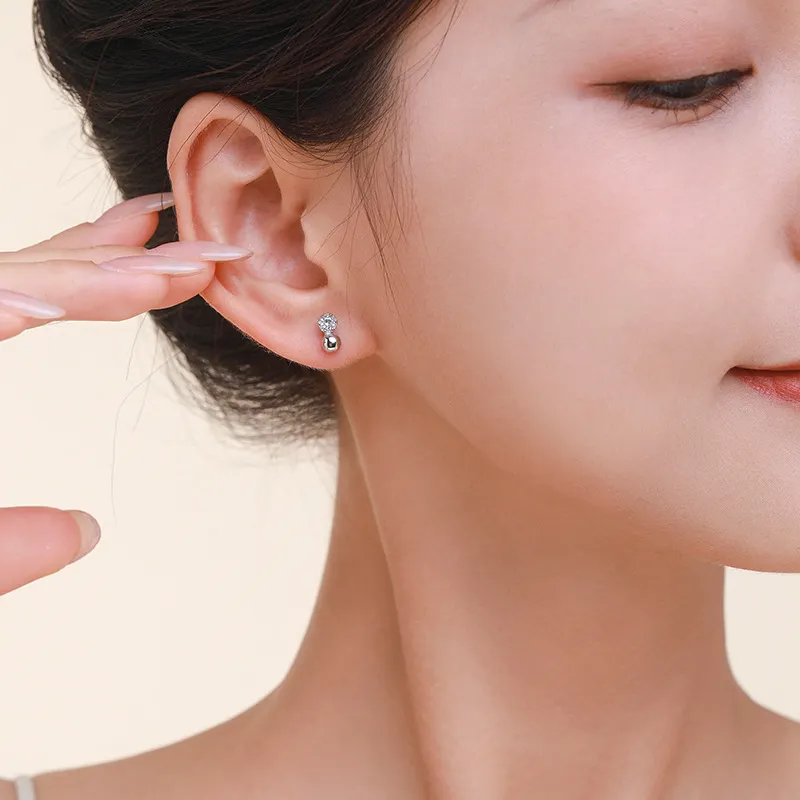 925 Sterling Silver Bubble CZ Stud Earring 40200674 - image1