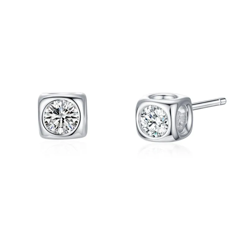 925 Sterling Silver Square CZ Stud Earring 40200675 925 Sterling Silver Square CZ Stud Earring 40200675