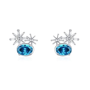 925 Sterling Silver Blue CZ Starburst Stud Earring 40200676 925 Sterling Silver Blue CZ Starburst Stud Earring 40200676