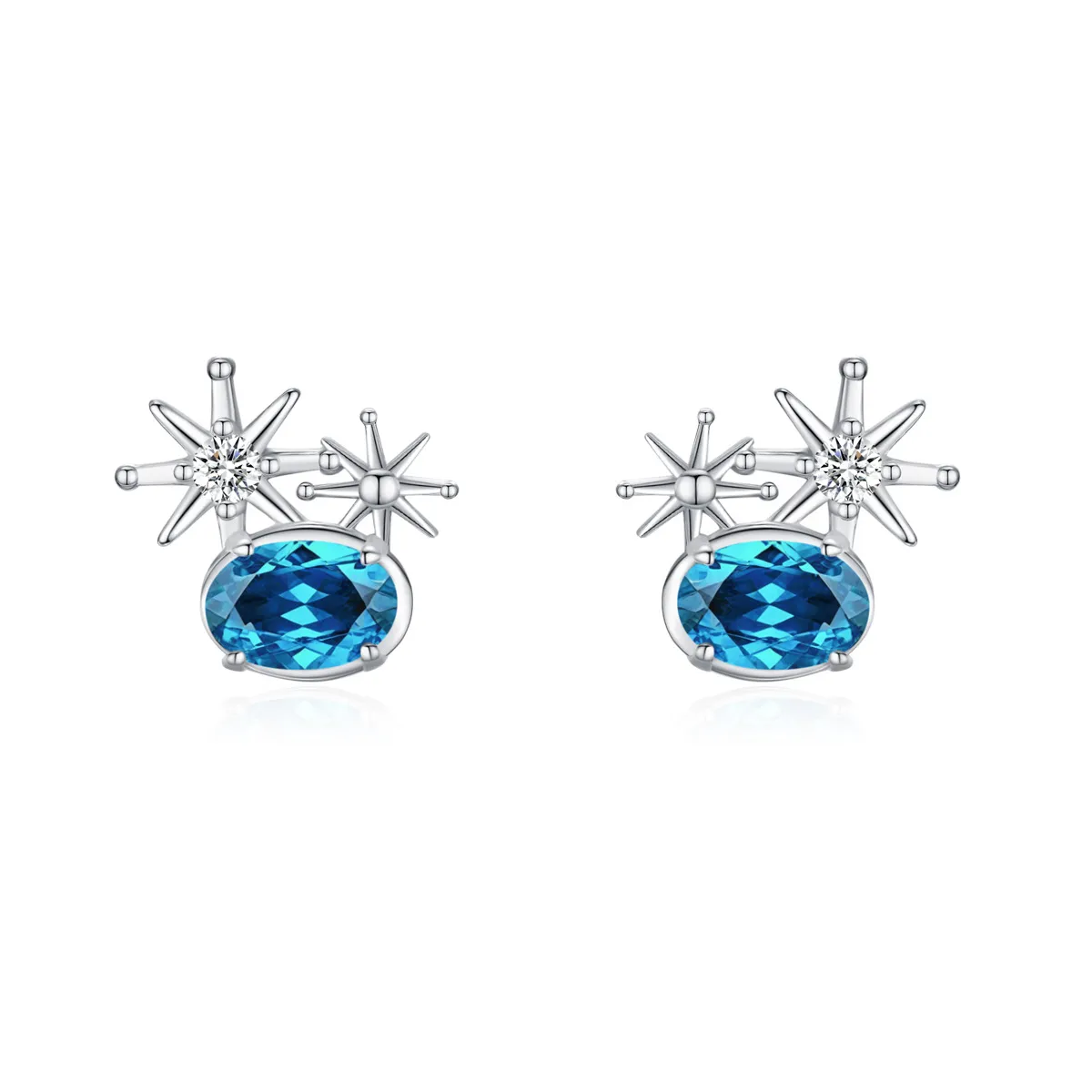925 Sterling Silver Blue CZ Starburst Stud Earring 40200676 925 Sterling Silver Blue CZ Starburst Stud Earring 40200676