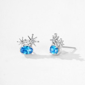 925 Sterling Silver Blue CZ Starburst Stud Earring 40200676 925 Sterling Silver Blue CZ Starburst Stud Earring 40200676