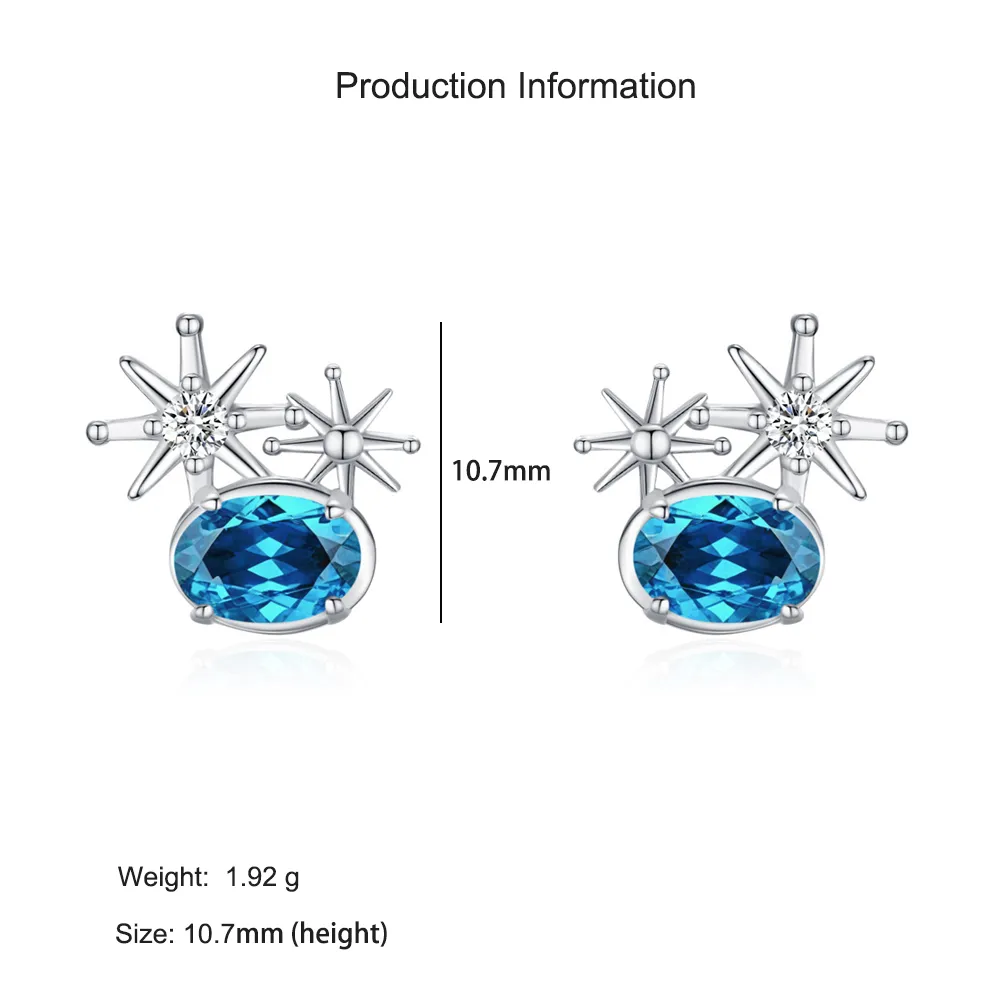 925 Sterling Silver Blue CZ Starburst Stud Earring 40200676 - image2