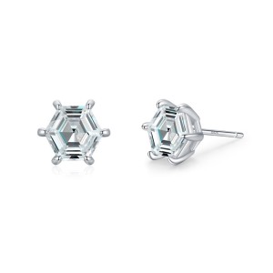 925 Sterling Silver Hexagon CZ Stud Earring 40200678 925 Sterling Silver Hexagon CZ Stud Earring 40200678