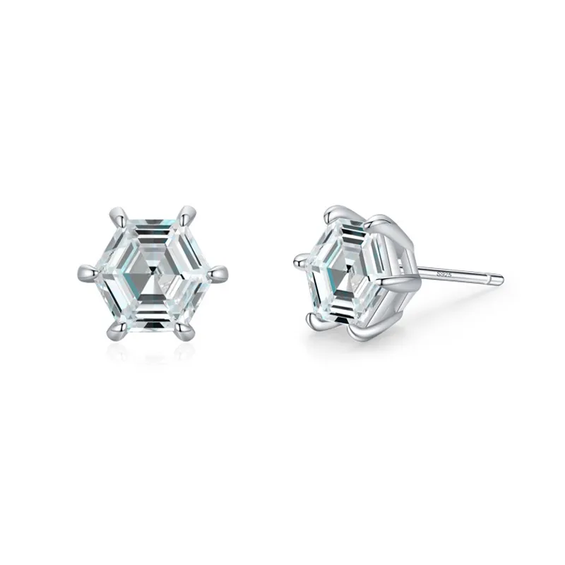 925 Sterling Silver Hexagon CZ Stud Earring 40200678 925 Sterling Silver Hexagon CZ Stud Earring 40200678