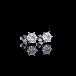 925 Sterling Silver Hexagon CZ Stud Earring 40200678 925 Sterling Silver Hexagon CZ Stud Earring 40200678