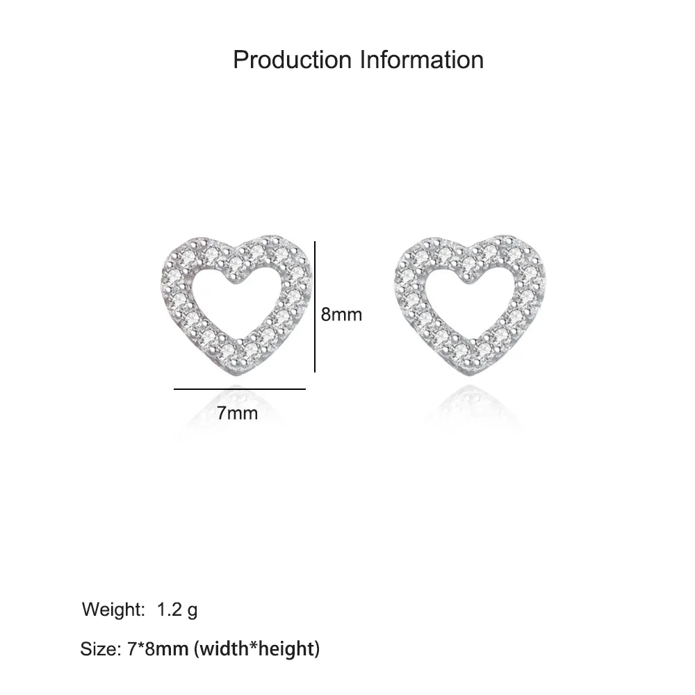 925 Sterling Silver Sweety Heart CZ Stud Earring 40200680 - image2