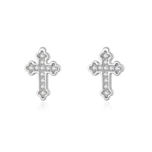 925 Sterling Silver Classic Cross CZ Stud Earring 40200681 925 Sterling Silver Classic Cross CZ Stud Earring 40200681