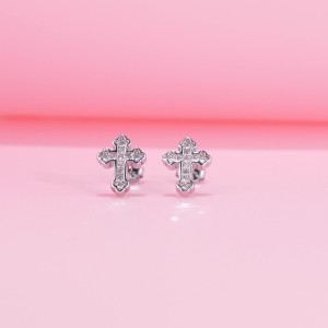 925 Sterling Silver Classic Cross CZ Stud Earring 40200681 925 Sterling Silver Classic Cross CZ Stud Earring 40200681