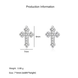 925 Sterling Silver Classic Cross CZ Stud Earring 40200681 925 Sterling Silver Classic Cross CZ Stud Earring 40200681