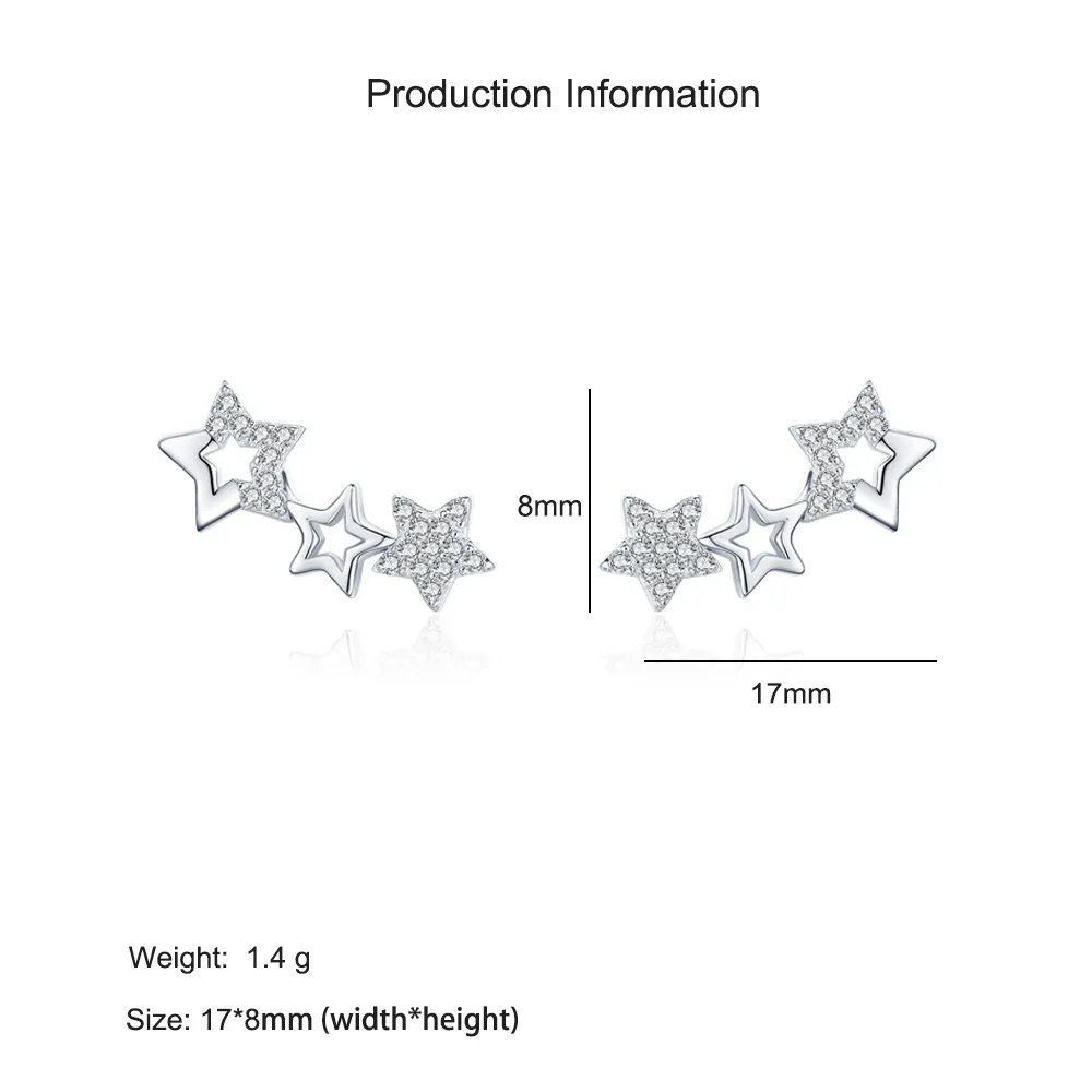925 Sterling Silver Star CZ Stud Earring 40200682 - image2
