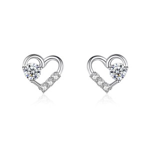 925 Sterling Silver Heart Minimalist CZ Stud Earring 40200684 925 Sterling Silver Heart Minimalist CZ Stud Earring 40200684