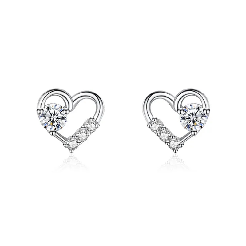 925 Sterling Silver Heart Minimalist CZ Stud Earring 40200684 925 Sterling Silver Heart Minimalist CZ Stud Earring 40200684