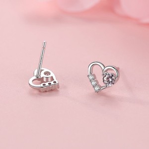 925 Sterling Silver Heart Minimalist CZ Stud Earring 40200684 925 Sterling Silver Heart Minimalist CZ Stud Earring 40200684