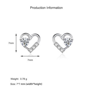 925 Sterling Silver Heart Minimalist CZ Stud Earring 40200684 925 Sterling Silver Heart Minimalist CZ Stud Earring 40200684