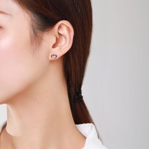 Wholesale 925 Sterling Silver Minimalist Heart CZ Stud Earring 40200685 Wholesale 925 Sterling Silver Minimalist Heart CZ Stud Earring 40200685