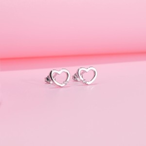 Wholesale 925 Sterling Silver Minimalist Heart CZ Stud Earring 40200685 Wholesale 925 Sterling Silver Minimalist Heart CZ Stud Earring 40200685